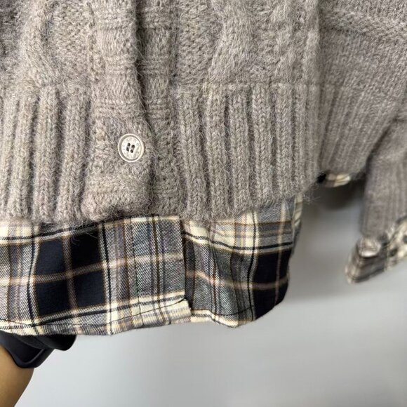 Acne Studios Cable Knit & Flannel Cardigan - Size L - Picture 2 of 5